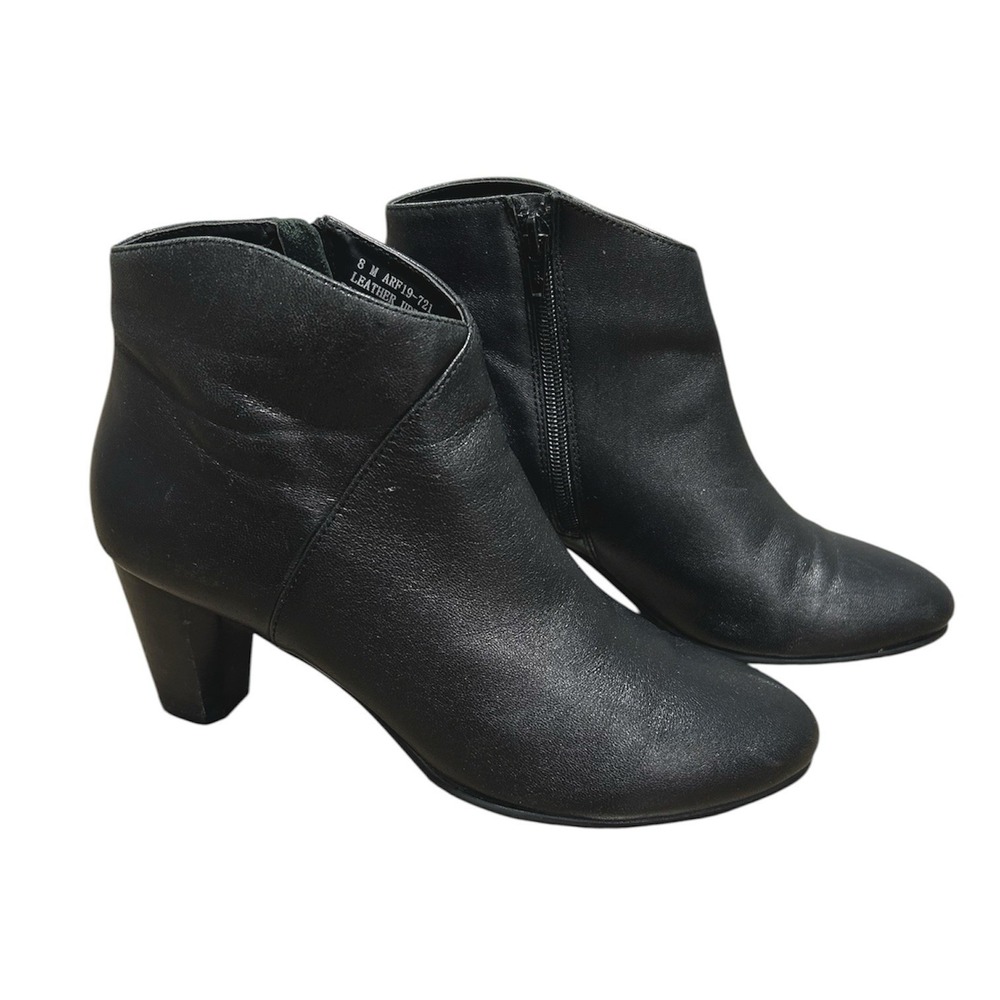 David Tate Prestige Almond Toe Heeled Ankle Booty In Black Napa Leather Sz 8